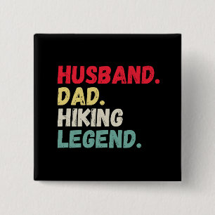 Husband dad hiking legend retro vintage nature fun 15 cm square badge