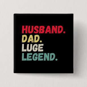 Husband dad luge legend winter sport vintage funny 15 cm square badge