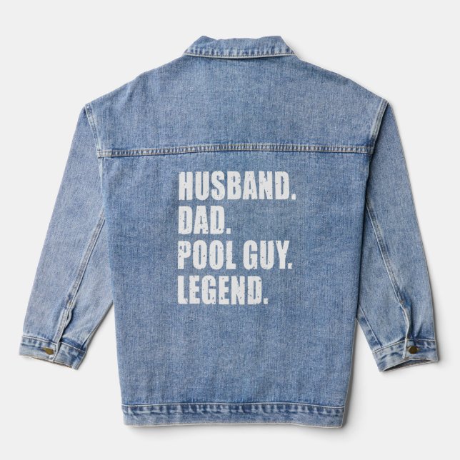 Husband Dad Pool Guy Legend  Men 1  Denim Jacket (Back)