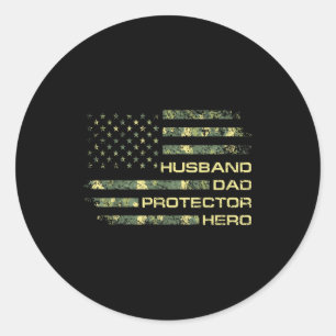 Husband Dad Protector Hero For Christmas Camo Amer Classic Round Sticker