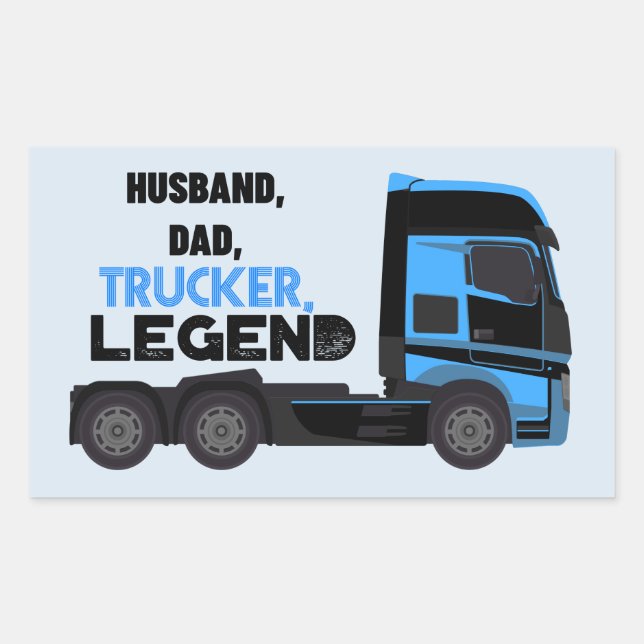 Husband Dad Trucker Legend Funny Rectangular Sticker (Front)