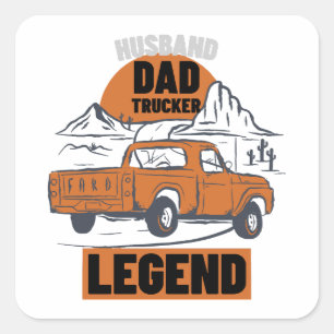 Husband Dad Trucker Legend - Funny  Square Sticker