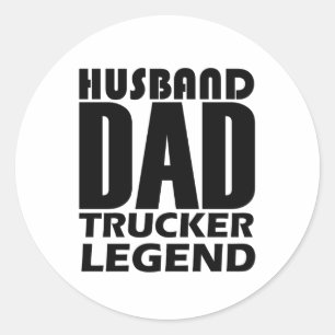 Husband Dad Trucker Legend Funny Truck Driver Classic Round Sticker