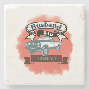 Husband Dad Trucker Legend The Ultimate All-in-One Stone Coaster
