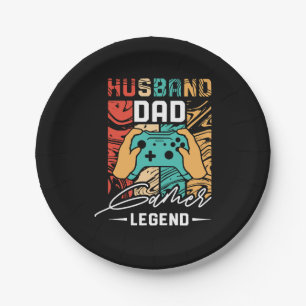 Husband Dad Video Game Legend Paper Plate