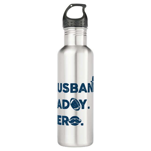 Husband. Daddy. Hero. Retro Graphic 710 Ml Water Bottle (Front)