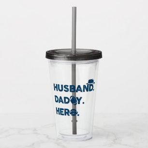 Husband. Daddy. Hero. Retro Graphic Acrylic Tumbler