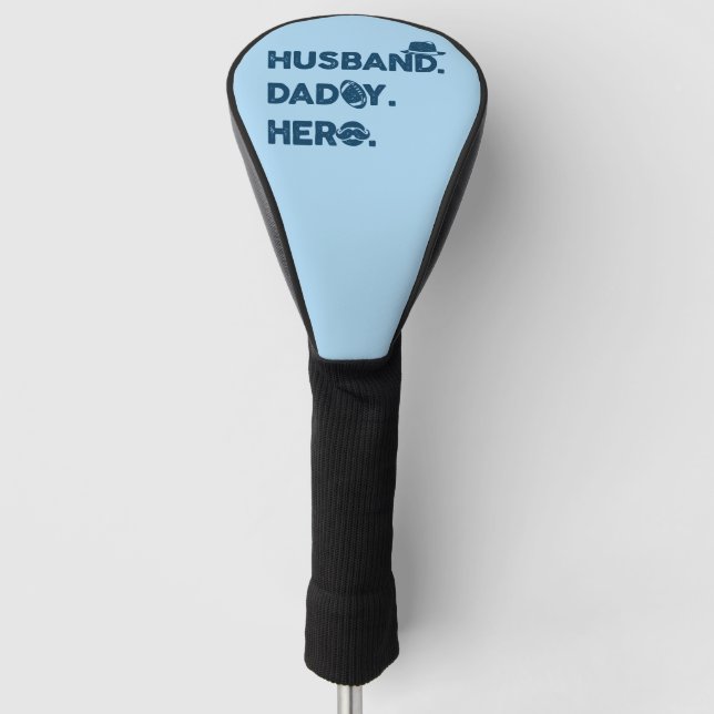Husband. Daddy. Hero. Retro Graphic Golf Head Cover (Front)