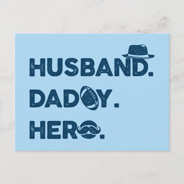 Husband. Daddy. Hero. Retro Graphic Postcard (Front)