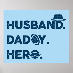Husband. Daddy. Hero. Retro Graphic Poster