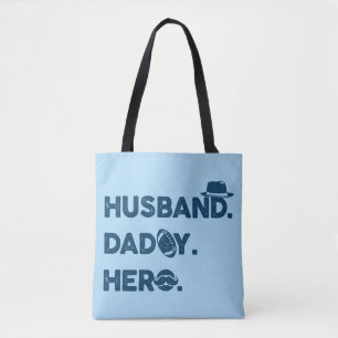 Husband. Daddy. Hero. Retro Graphic Tote Bag