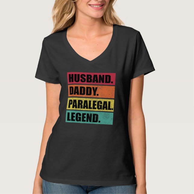 Husband Daddy Paralegal Legend Retro Father's Day T-Shirt (Front)