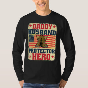 Husband Daddy Protector Hero American Flag Father' T-Shirt