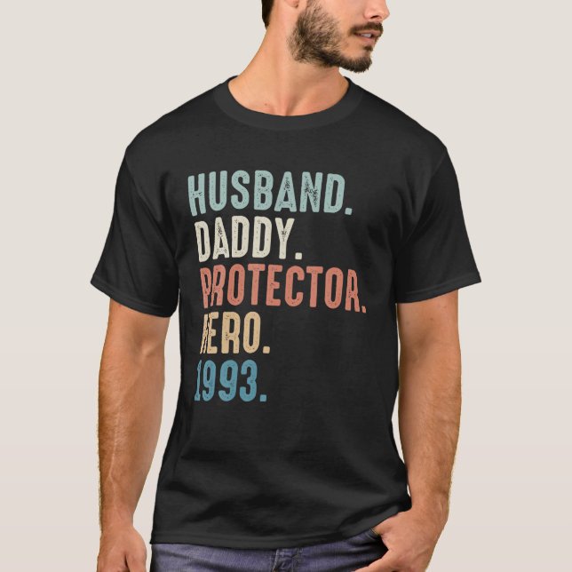 Husband Daddy Protector Hero Best Dad Gift Since 1 T-Shirt (Front)