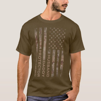 Husband Daddy Protector Hero Fathers Day Gift Usa  T-Shirt