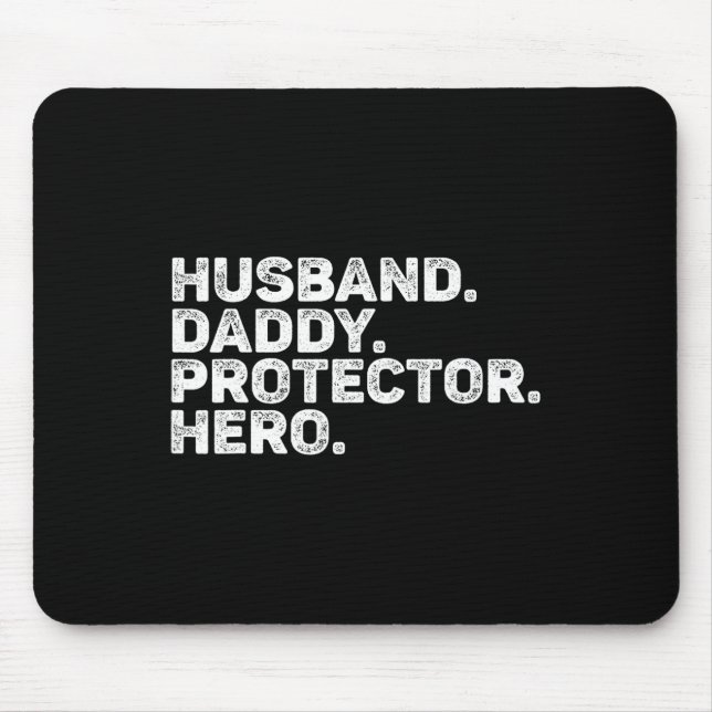 Husband Daddy Protector Hero Funny Dad Father Vint Mouse Pad (Front)