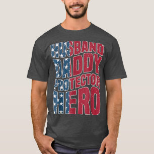 Husband Daddy Protector Hero Mens American Flag Fa T-Shirt