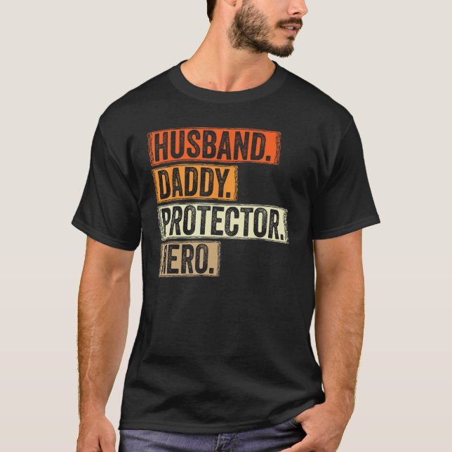 Husband Daddy Protector Hero Mens  Fathers Day Fat T-Shirt (Front)
