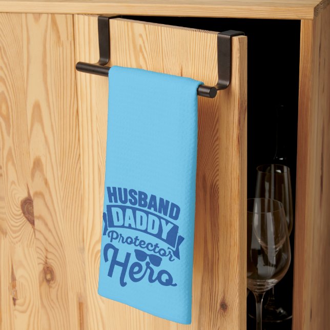 Husband. Daddy. Protector. Hero. Tea Towel (Thirds Fold)