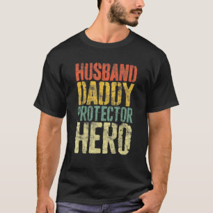Husband Daddy Protector Hero Vintage Fathers Day M T-Shirt