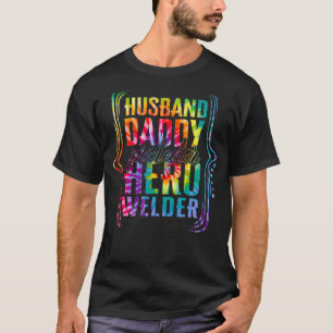 Husband Daddy Protector Hero Welder Tie Dye Golden T-Shirt