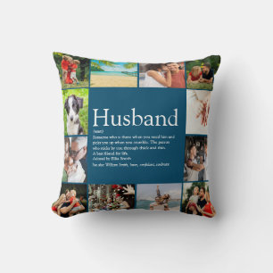 Husband Definition 12 Photo Fun Modern Blue Cushion