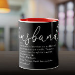 Husband Definition Elegant Script Love Heart Two-Tone Coffee Mug<br><div class="desc">Personalise for your special husband to create a unique gift for birthdays,  anniversaries,  weddings,  Christmas or any day you want to show how much he means to you. A perfect way to show him how amazing he is every day. Designed by Thisisnotme©</div>