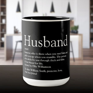 Husband Definition Fun Cool Black and White Two-Tone Coffee Mug