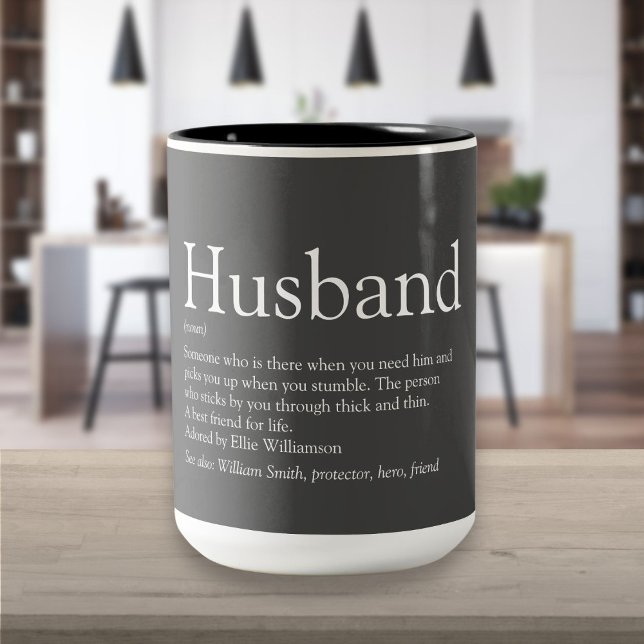 Husband Definition Quote Modern Grey Two-Tone Coffee Mug (Husband Definition Quote Modern Gray Two-Tone Coffee Mug)