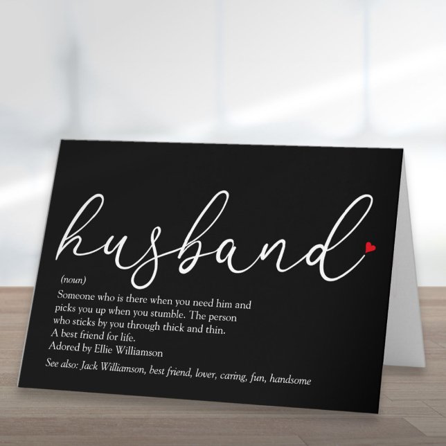Husband Definition Quote Script Love Heart Card (Husband Definition Quote Script Love Heart Card)