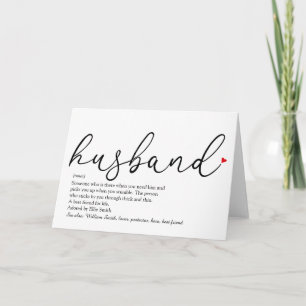 Husband Definition Script Red Love Heart Card