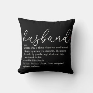 Husband Definition Script Red Love Heart Cushion
