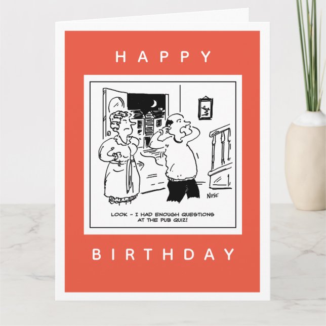 Husband Doesn't Want Questioning Cartoon Card (Front)