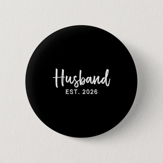 Husband Est 2026 Hubby Just Married Honeymoon Wedd 6 Cm Round Badge (Front)