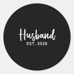 Husband Est 2026 Hubby Just Married Honeymoon Wedd Classic Round Sticker