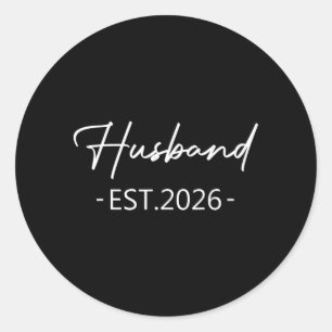 Husband Est 2026 Married Honeymoon Hubby Wedding Classic Round Sticker