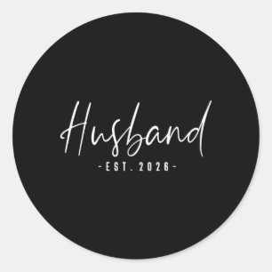 Husband Est 2026 Married Honeymoon Wedding Couple Classic Round Sticker