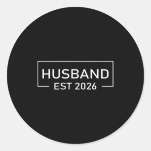 Husband Est 2026 Married Honeymoon Wedding Couples Classic Round Sticker