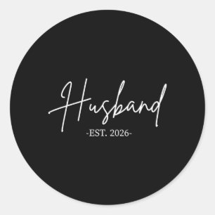 Husband Est 2026 Married Honeymoon Wedding Couples Classic Round Sticker