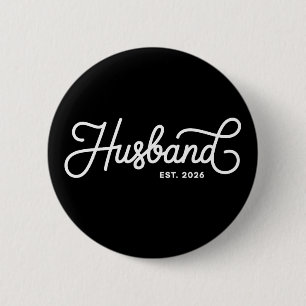 Husband Est 2026 Wedding Just Married Honeymoon 6 Cm Round Badge