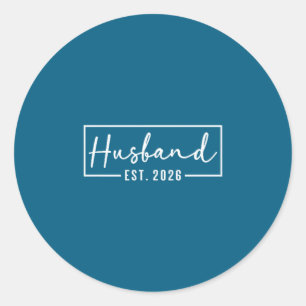 Husband Est Married Couple Wedding Classic Round Sticker