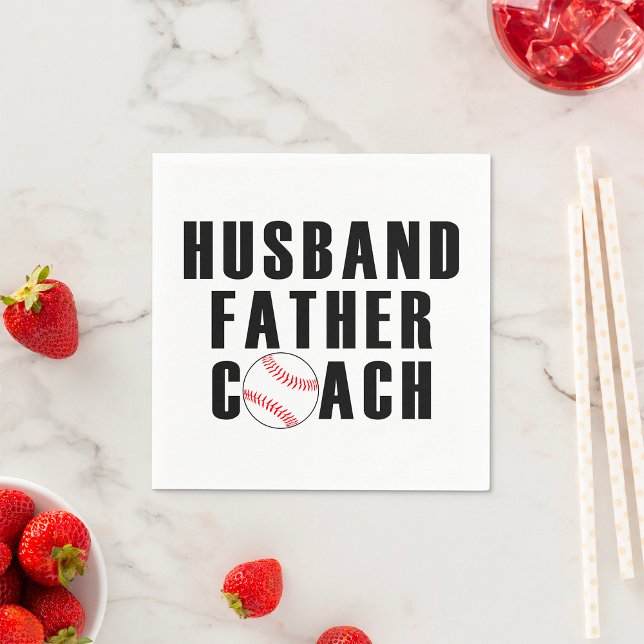 Husband Father Coach Baseball Dad Quote Napkin (Creator Uploaded)