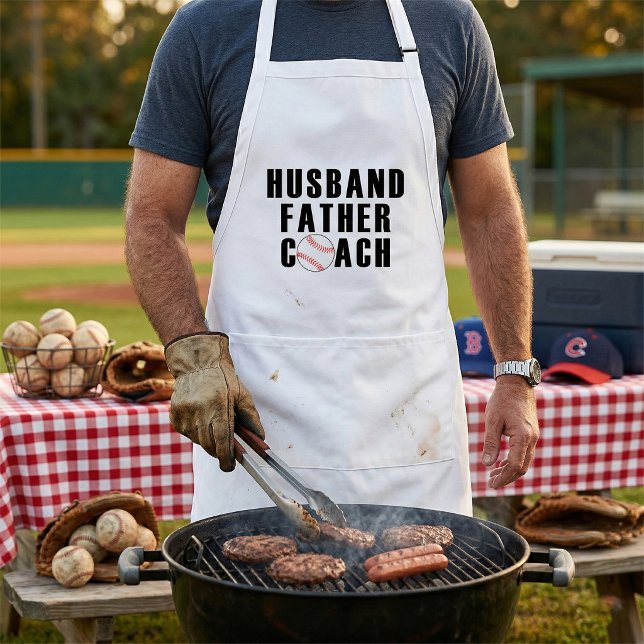 Husband Father Coach Baseball Dad Quote Standard Apron (Creator Uploaded)