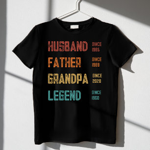 Husband Father Grandpa Legend Grandfather Custom T-Shirt