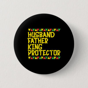 Husband Father King Protector Kente Black African 6 Cm Round Badge