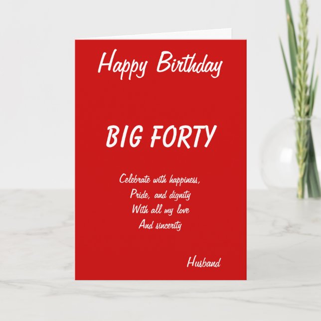 Husband fortieth birthday cards (Front)