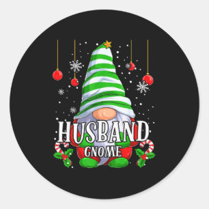 Husband Gnome Christmas Pajamas Matching Family Gr Classic Round Sticker