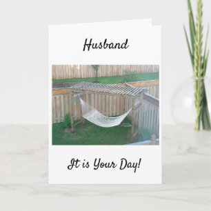 **HUSBAND** HAMMOCK AWAITS U ON YOUR BIRTHDAY CARD
