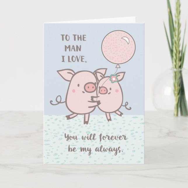 Husband Happy Anniversary Cute Pigs Card (Front)