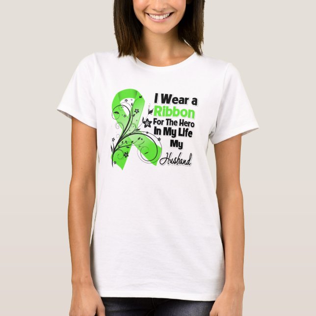 Husband Hero in My Life Lymphoma Ribbon T-Shirt (Front)